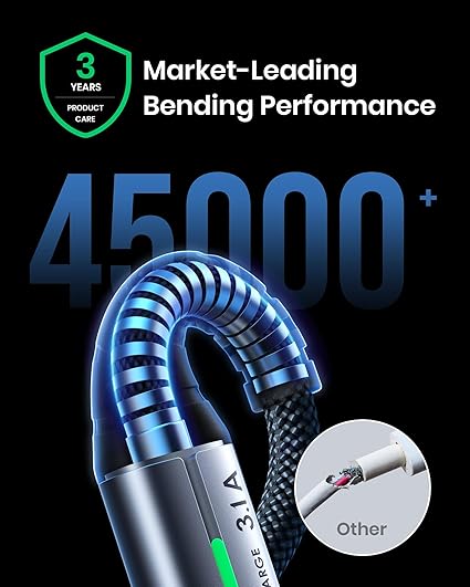 6.6FT USB A to USB C Fast Charging Cable 3.1A Braided Charger Cord for iPhone 15 Samsung Galaxy Google Pixel
