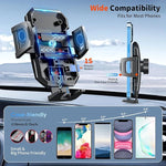 Upgraded 3-in-1 Car Phone Holder Mount, Suction for Dashboard, Vent, Windshield