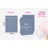 Baby Shower Games - Boy Predictions & Advice Cards - Minimalist Aesthetic Gender Reveal Games - Blue Decorations - 25 Cards