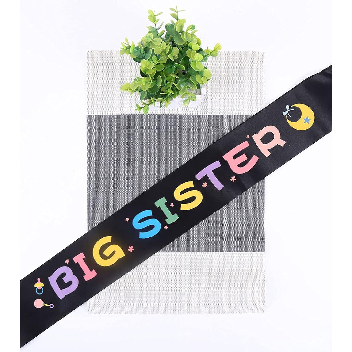 Big Sister Sash Black Stain Baby Shower Sash For Baby Shower Big Sister To Be Party Decorations