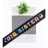 Big Sister Sash Black Stain Baby Shower Sash For Baby Shower Big Sister To Be Party Decorations