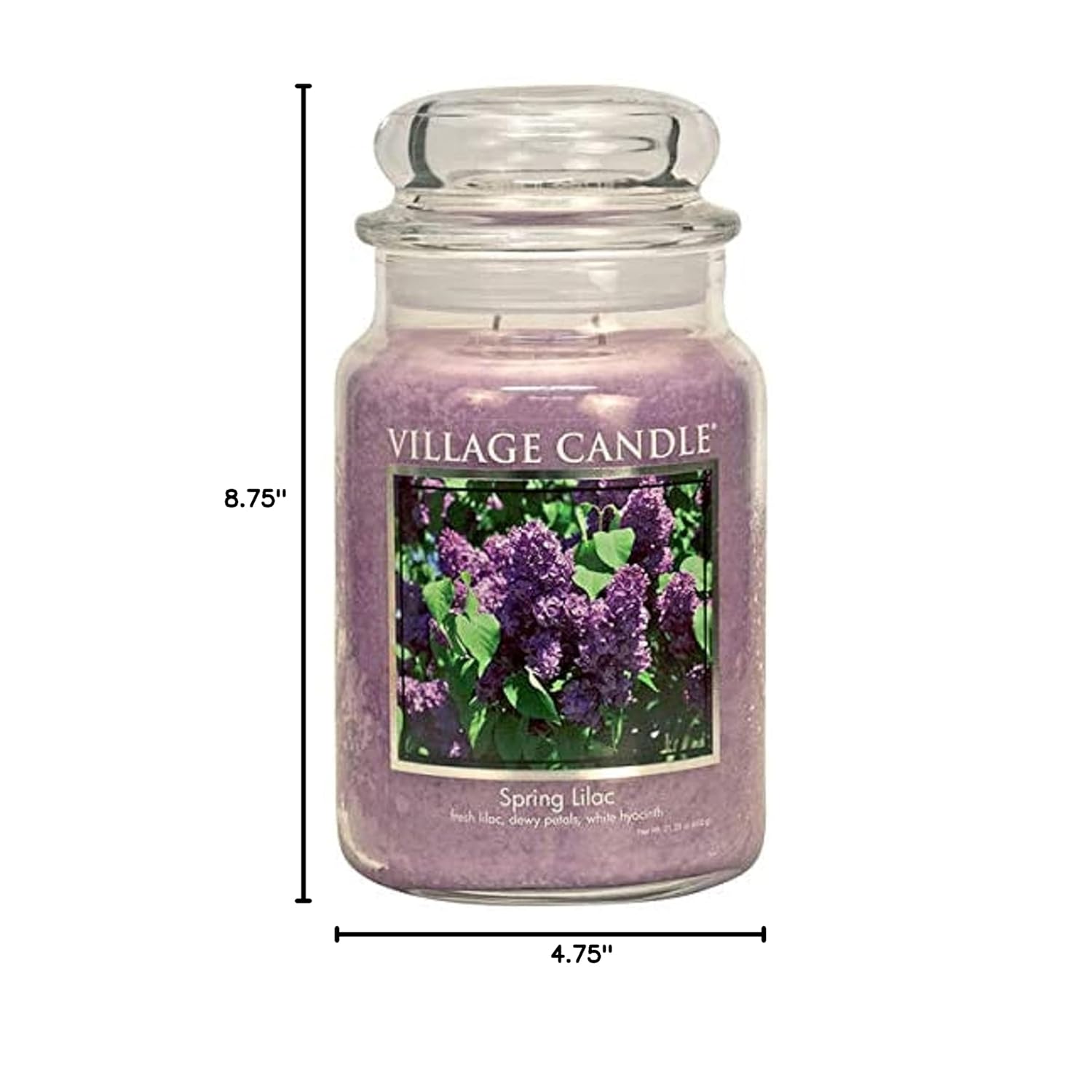 Spring Lilac Large Glass Apothecary Jar, Scented Candle, 21.25 Oz., Purple