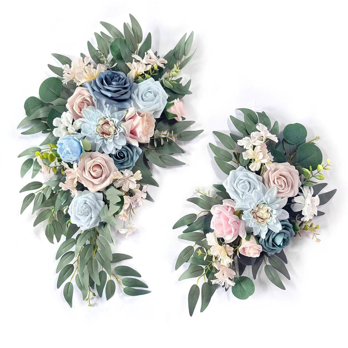 Artificial Flower Swag, Wedding Welcome Sign Floral Swag Blue Pink Flowers For Backdrop Decoration Wedding Arch Flower Arrangements Ceremony And Reception Decor