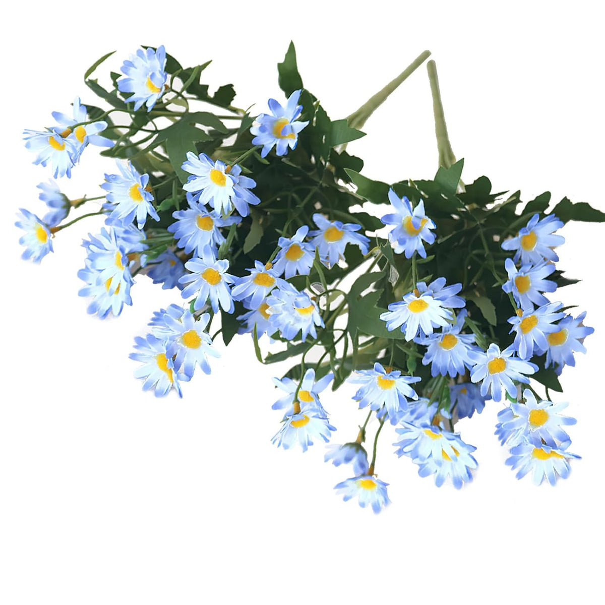 Artificial Daisy Flowers For Outdoor - 2 Bundles Blue Daisy Flower Bulk, Perfect Decoration For Table Windowsill Porch