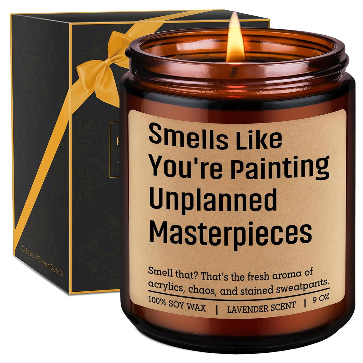 Scented Candle, Gifts For Artists, Painters - Cool Birthday, Appreciation, Valentines Gifts For Artist, Art Teacher, Painting Lovers - Funny Art Studio Decor, Artistic Ideas For Artsy Women, Men