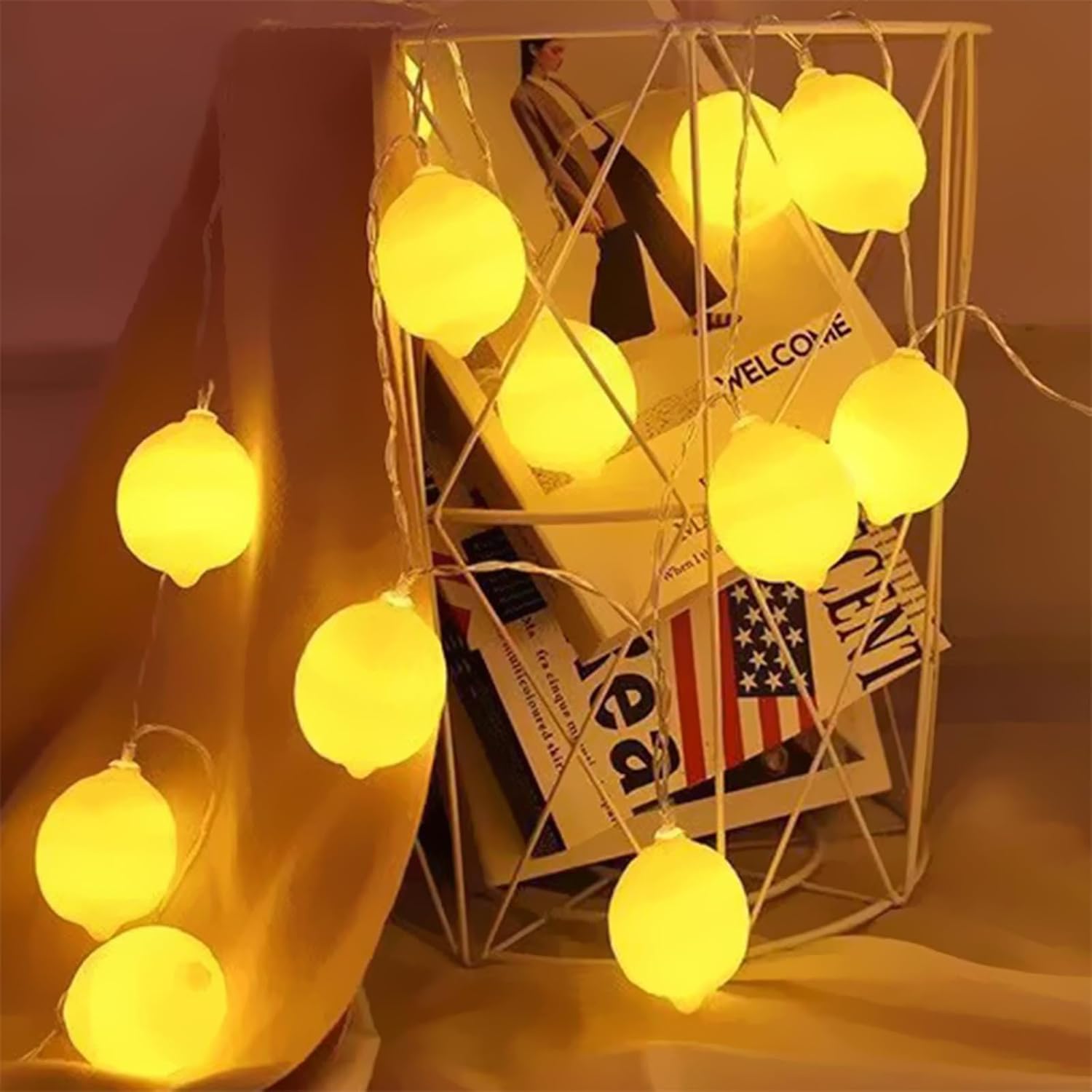 Lemon Decor String Lights, Battery Operated 6.5Ft 10Led Summer Room Decor Lights For Girls Bedroom Or Summer Theme Party