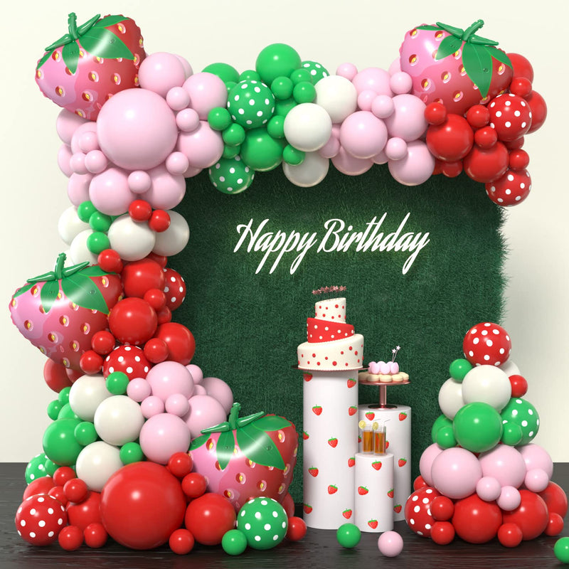 Strawberry Balloon Garland Arch Kit, Strawberry Birthday Party Decorat