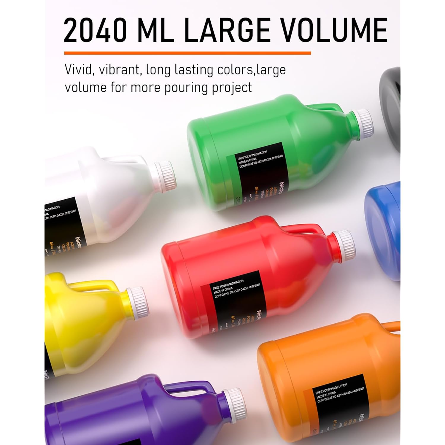 8 Colors Large Bulk Acrylic Pour Paint Set (69Oz,2040Ml) Premixed High Flow Art Pouring Paint Supplies Kit With Silicone Pour Oil, Gloves For Beginner Cell Creation Flow Diy, Ready To Pour