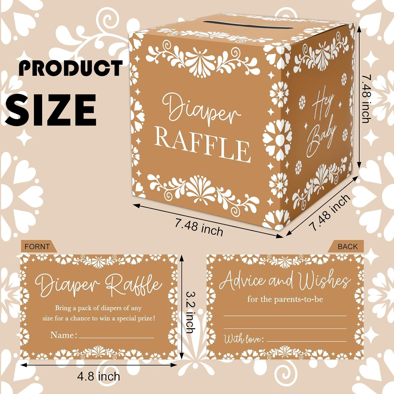 51Pcs Cielito Lindo Diaper Raffle Box Set Game Box With Ticket Platos De Barro Terracotta Flower Game Kit For Baby Shower Party Decoration