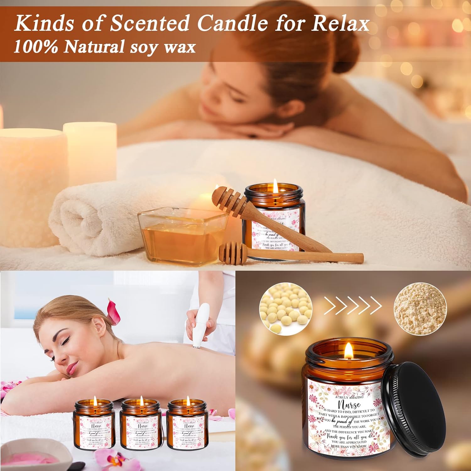 12 Pcs Nurse Appreciation Gifts Candles Bulk 3.5 Oz Soy Wax Scented Candles Valentines Nurse Week Gifts For Nursing School Students Cna Rn Lpn Practitioner Graduation Retirement(Brown)