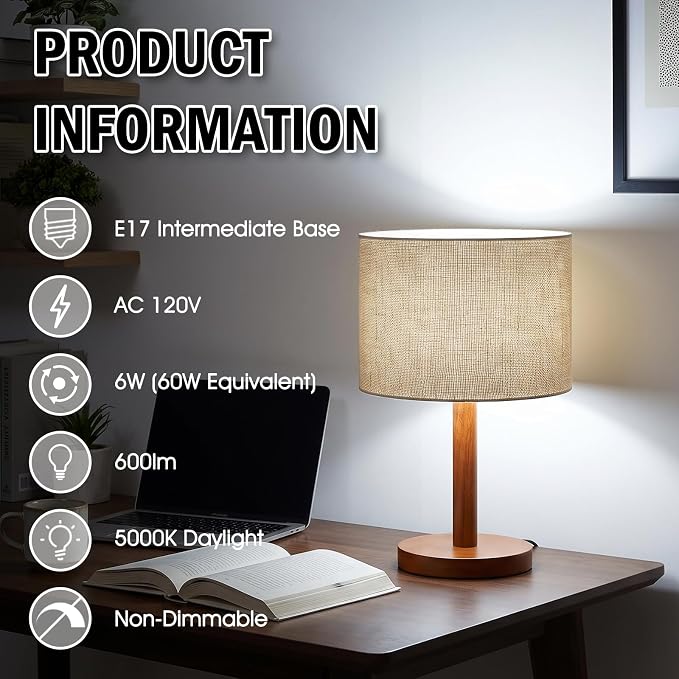 E17 LED G14 Globe Bulbs 6W 60W Equivalent 5000K Daylight 600LM 4 Pack