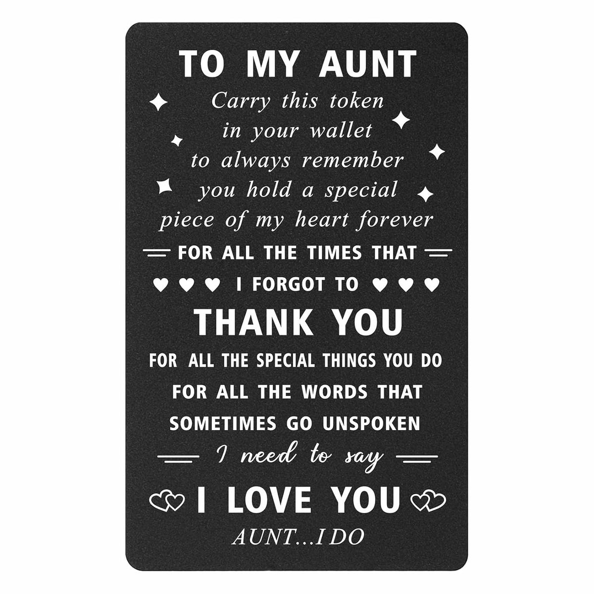 Aunt Christmas Card, Thank You I Love You Aunt Birthday Cards From Niece Nephew, Auntie Gifts For Mothers Day, Metal Wallet Card