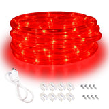 Red Led Lights, 16Ft Rope Lights, Flexible And Connectable Strip Lighting, Waterproof For Indoor Outdoor Use, 360 Beam Angle, High Brightness For Home Christmas Thanksgiving Halloween