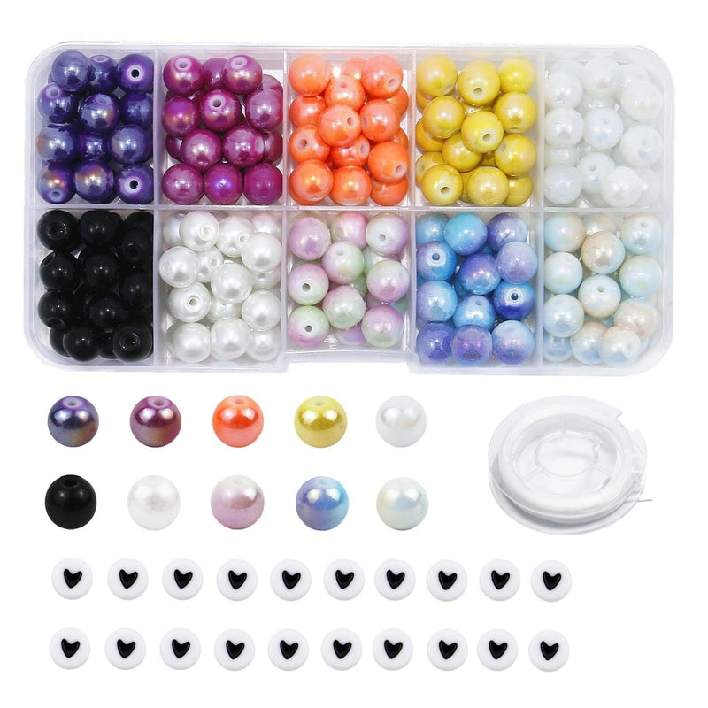 200Pcs 8Mm Glass Beads For Bracelets Making,10 Colors Diy Samll Beads Jewelry