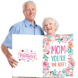 Happy Mother'S Day Floral Greeting Card With Envelope Love Mom Best Mom Giant Card Gift For Boys Girls Big Shaped Jumbo Card Large 14 X 22 Inch