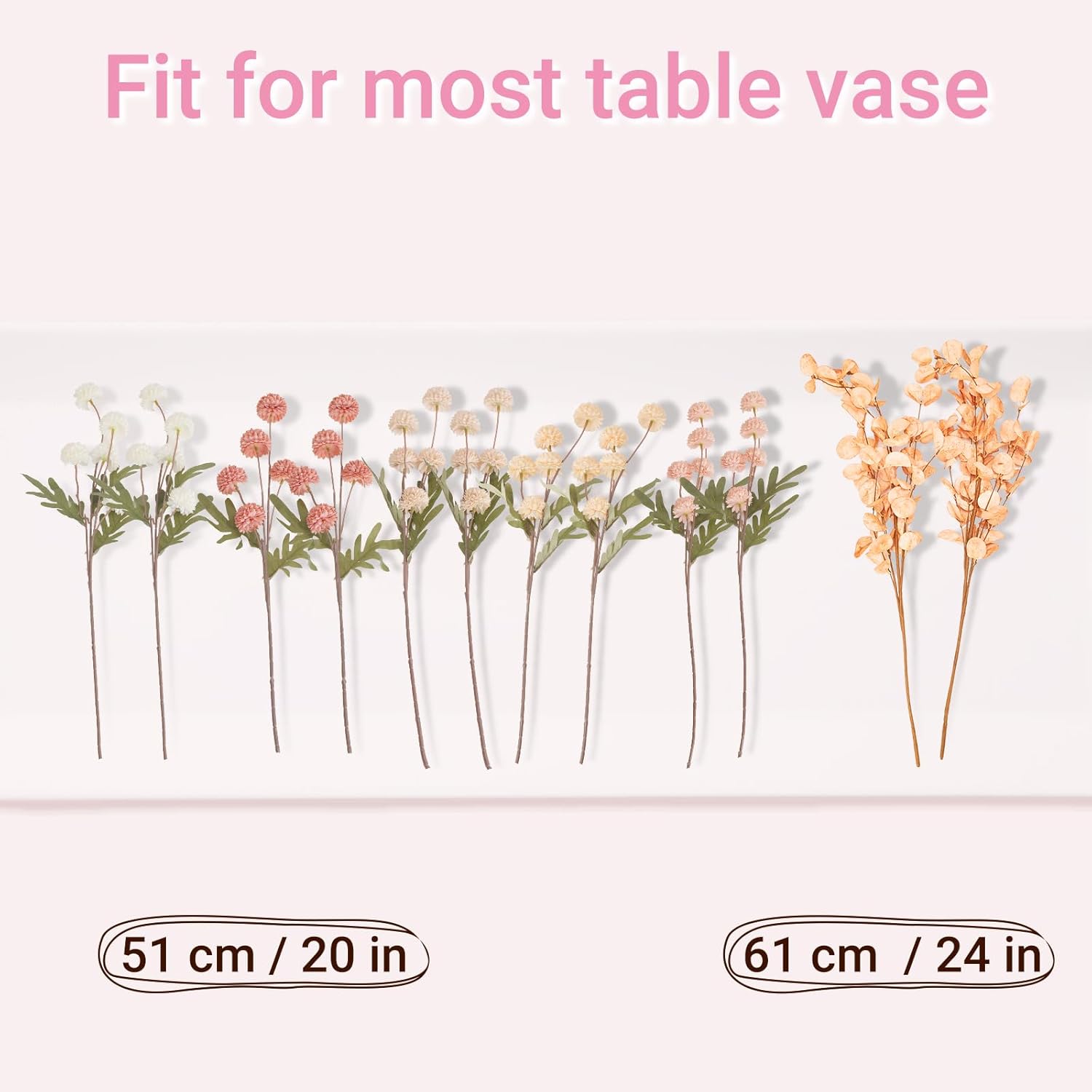 12Pcs Mixed Pink Artificial Flower, Silk Flowers For Centerpiece Table Wedding Party Home Decor, Fake Flower With Faux Chrysanthemum Flowers Artificial 10 Stems + Eucalyptus (No Vase)