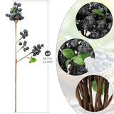4 Pcs 22Inch Artificial Blueberries Stem With Green Leaves, Artificial Stems Blueberry Picks Fruit Fake Silk Flowers For Centerpieces Farmhouse Holiday Party Wedding Decor (Blue)