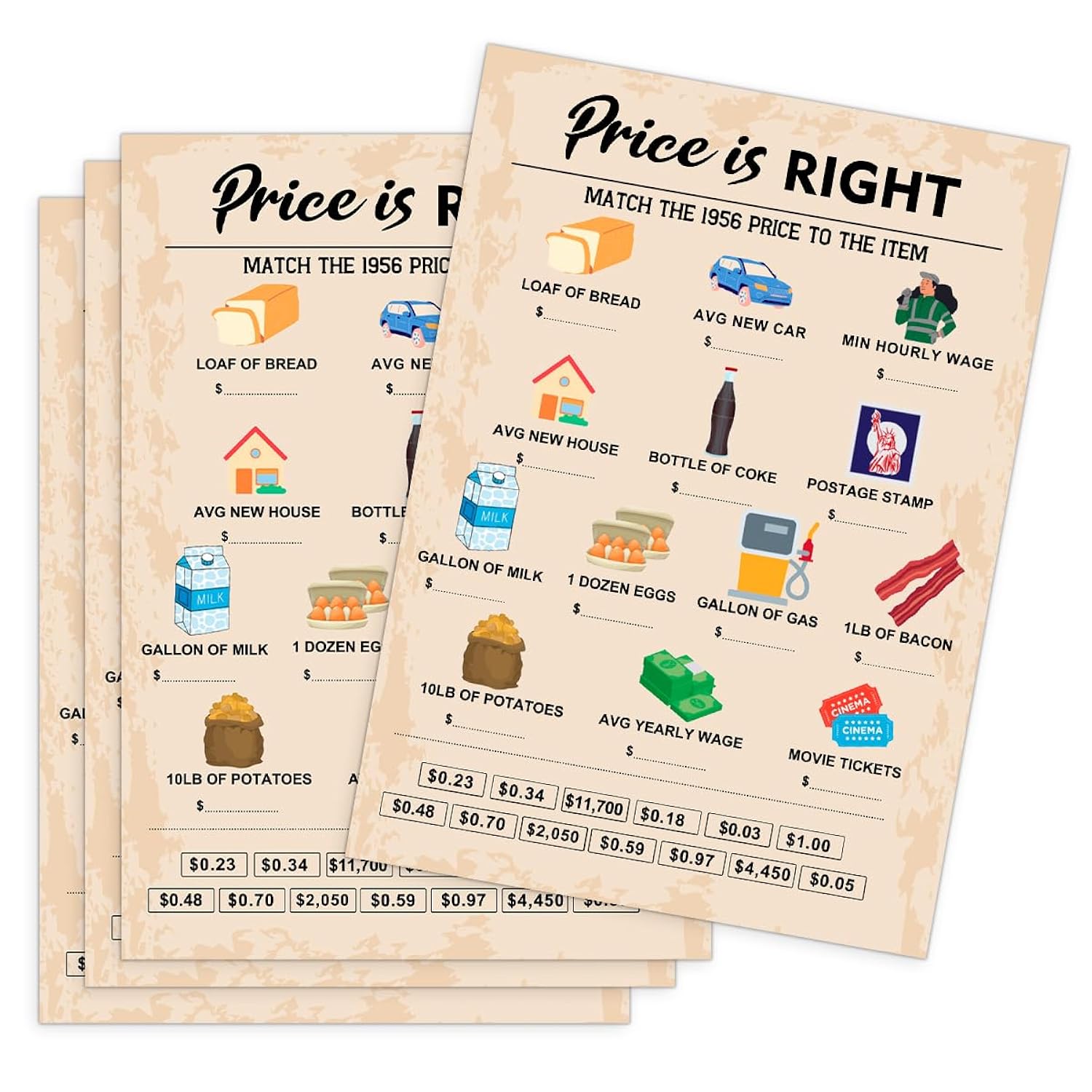 70Th Birthday Party Games, Price Is Right Games, Birthday Party Supplies For Adults, Fun 1956S Party Game?Pack Of 30 Cards