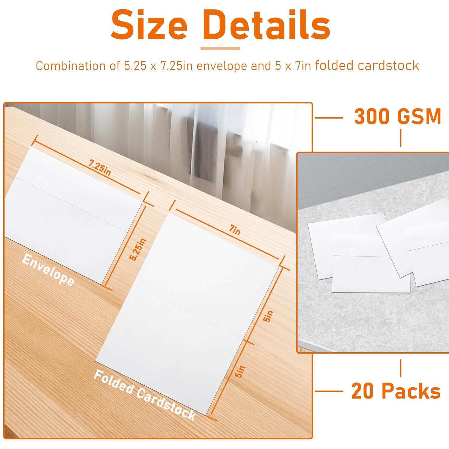 White Blank Cards And Envelopes 5 X 7 Heavyweight Folded Cardstock And Printable A7 Envelopes Self Seal 20 Packs For Greeting Cards, Wedding Invitations, Thank You Cards, Party