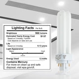 13W CFL Light Bulbs G24Q-1 4-Pin Base Double Tube 4100K Cool White Replacement 4 Pack