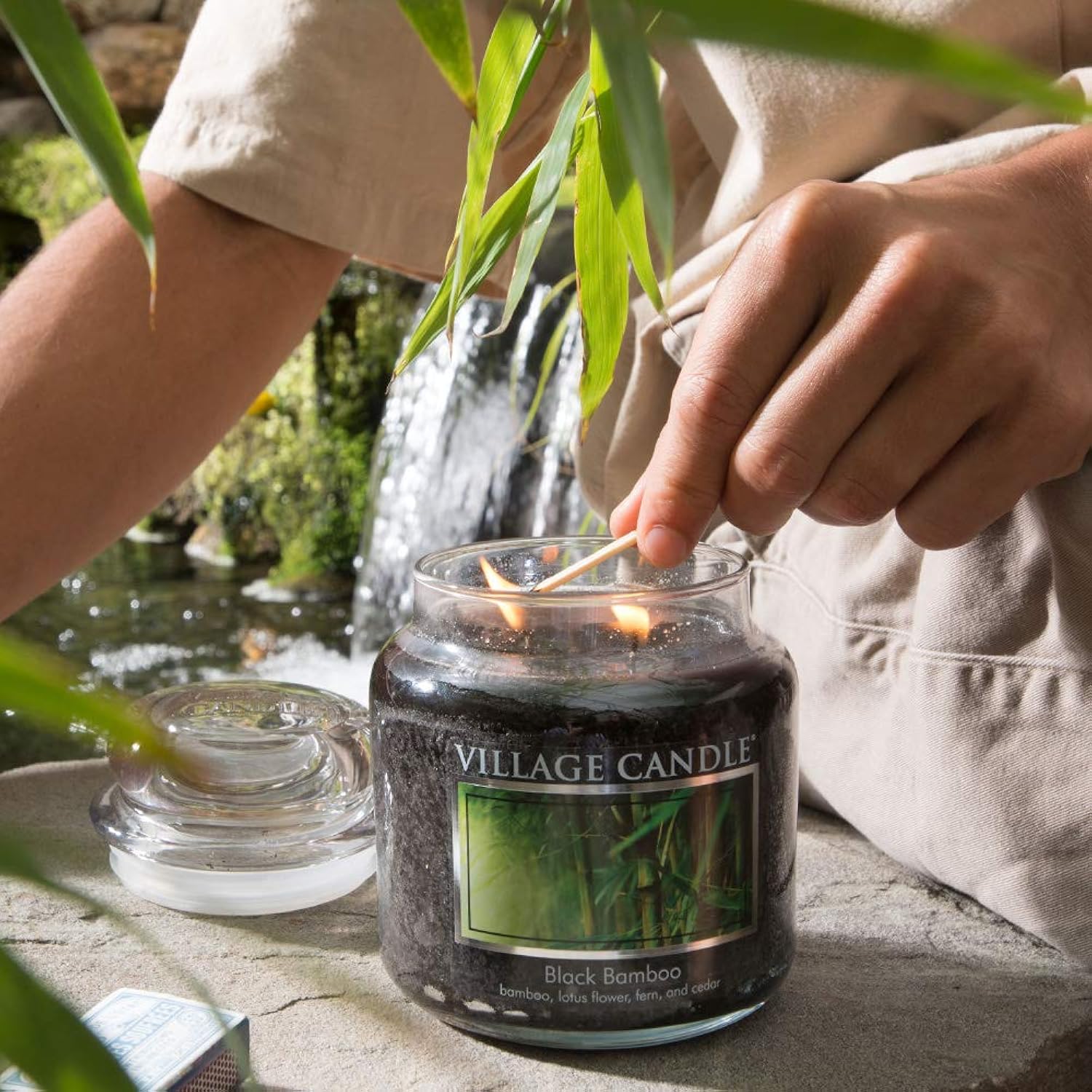 Black Bamboo 16 Oz Glass Jar Scented Candle, Medium