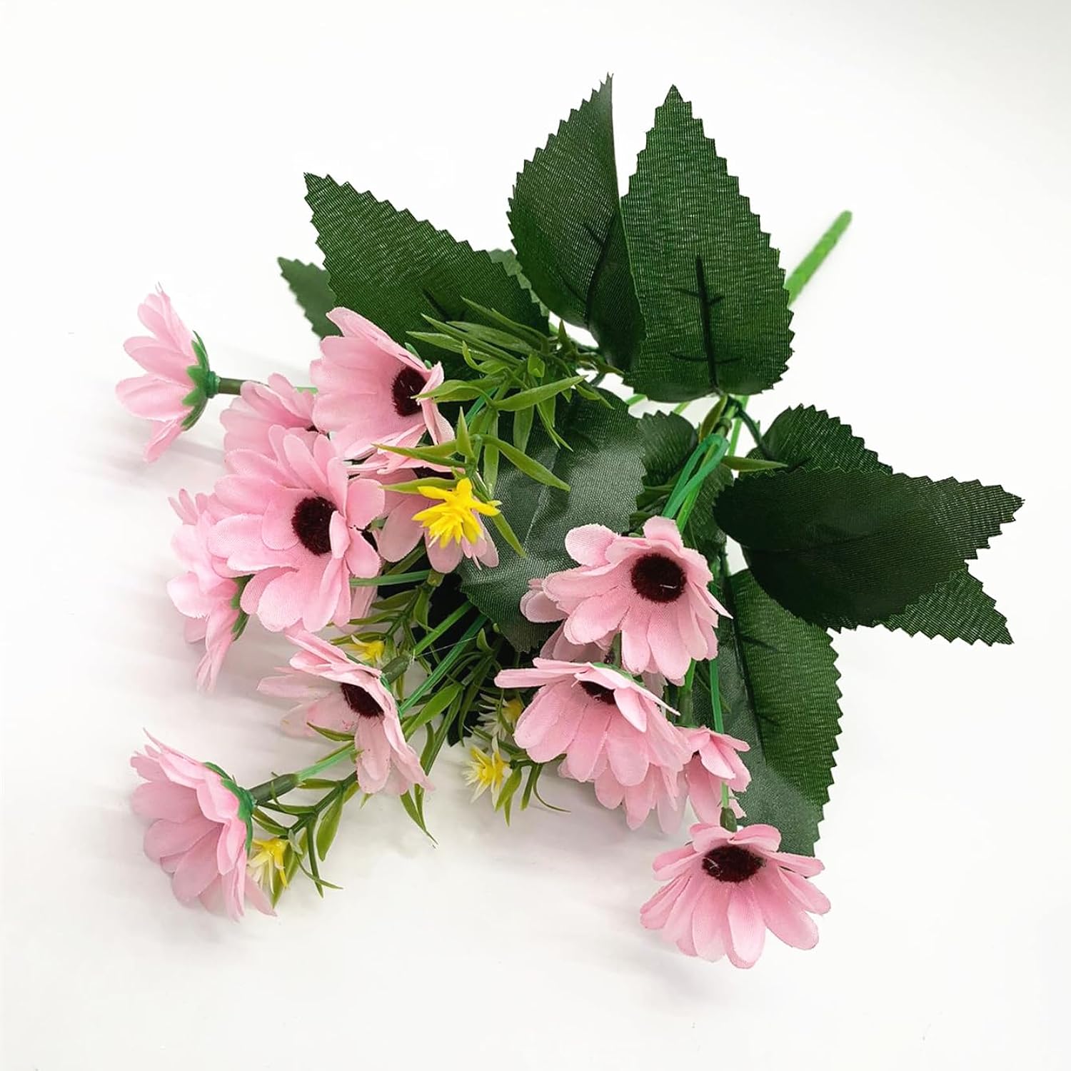 Artificial Daisies Flowers, Plastic Plants Silk Daisy Flower Bunches Fake Field Marguerites Bouquet Faux Stems For Wedding Party Farmhouse Greenery Indoor Outdoor Home Garden Decorations Pink 4 Pack