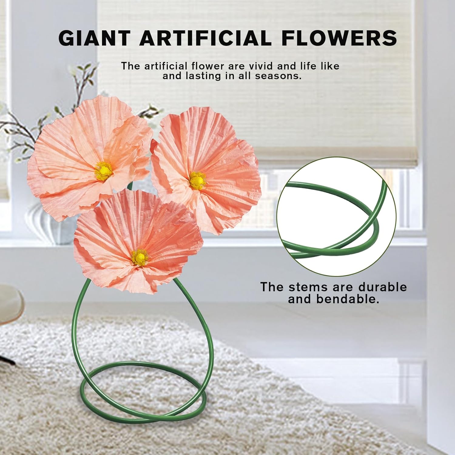 Large Flowers Artificial Flower Decoration - Wedding Giant Flowers Huge Artificial Paper Floral For Birthday Ceremony Party Event Mall Window Display Decorations 3Pc (Pink)