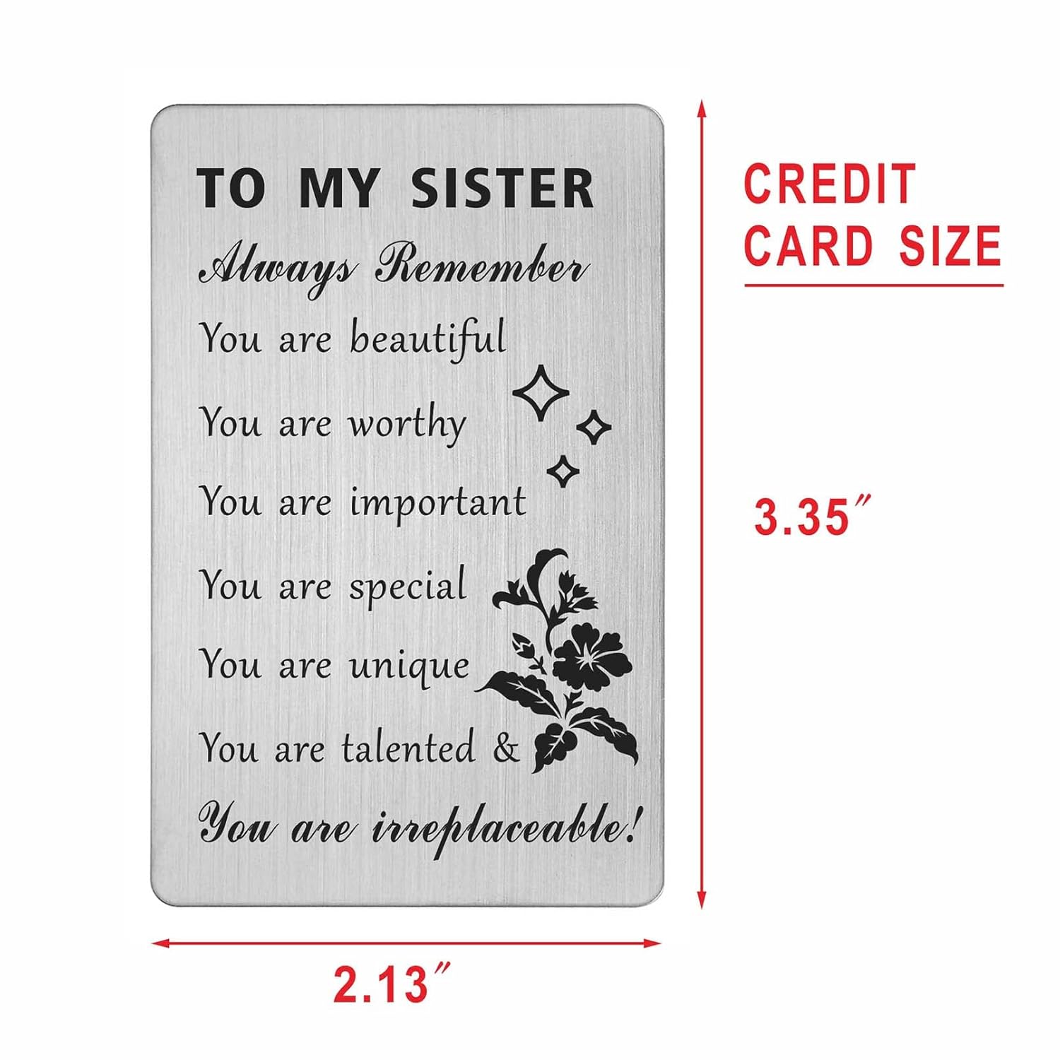 Sister Wallet Card - Mothers Day Cards For Sister - Compliment Gifts For Sister - Sister Birthday Ideas