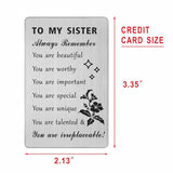 Sister Wallet Card - Mothers Day Cards For Sister - Compliment Gifts For Sister - Sister Birthday Ideas