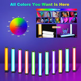2 Pack RGB LED Video Light Sticks Magnetic 360 Full Color Rechargeable Tube Lights for YouTube Vlog