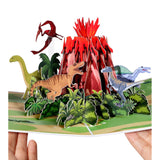 Dinosaur Pop Up Card With Envelope - 3D Pop Up Greeting Card For Valentines Birthday Easter And All Occassion For Kids Boy Children Men Friends Boyfriend Dino-Lovers Funny Volcanic Eruption
