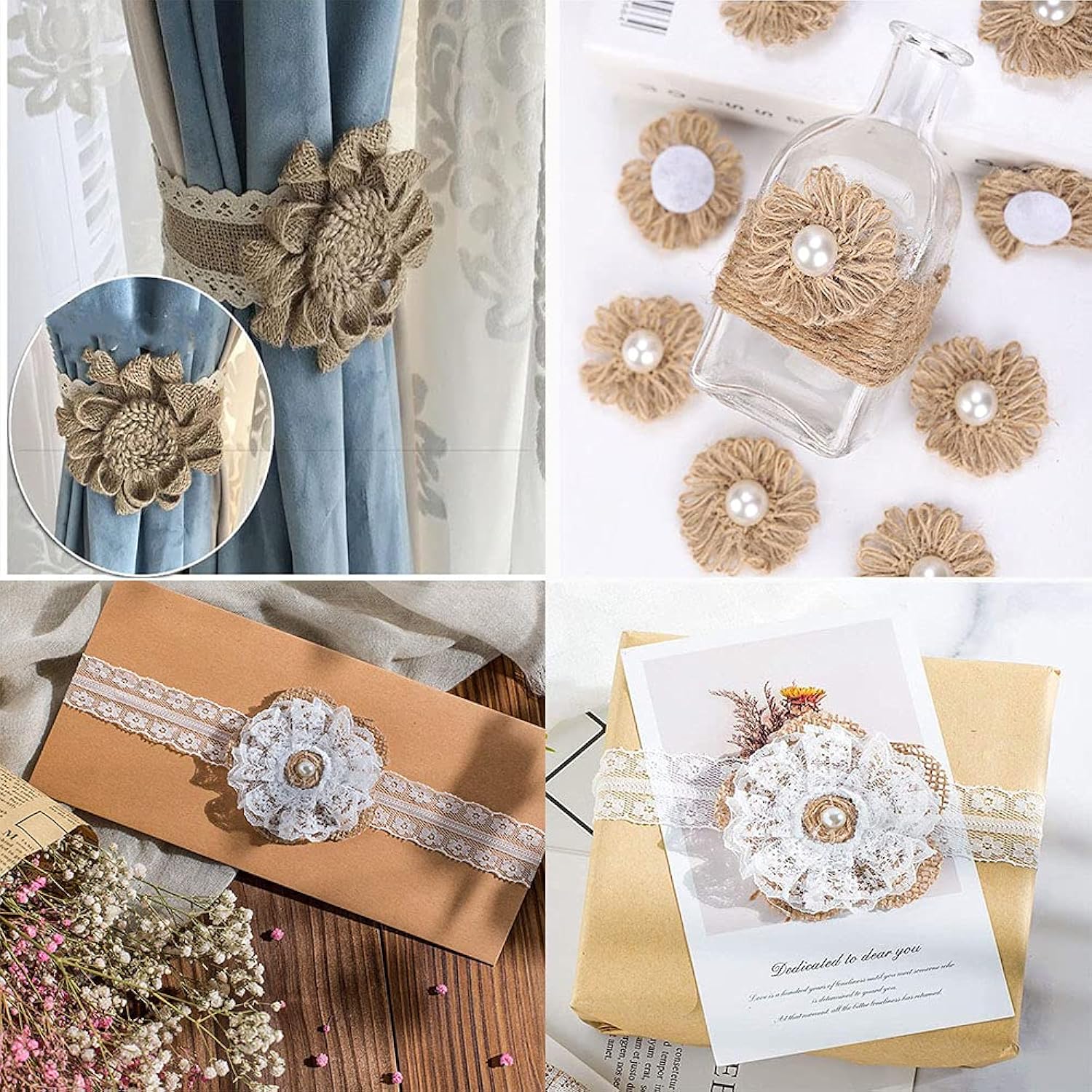 11 Pcs Handmade Natural Burlap Flowers, 11 Styles Handmade Rustic Flower For Diy Handmade Crafts, Home Embellishment, Wedding, Christmas, Party Decoration