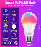 Smart Light Bulbs 4 Pack A19 E26 RGBWW Color Changing WiFi Bluetooth LED Bulbs Music Sync