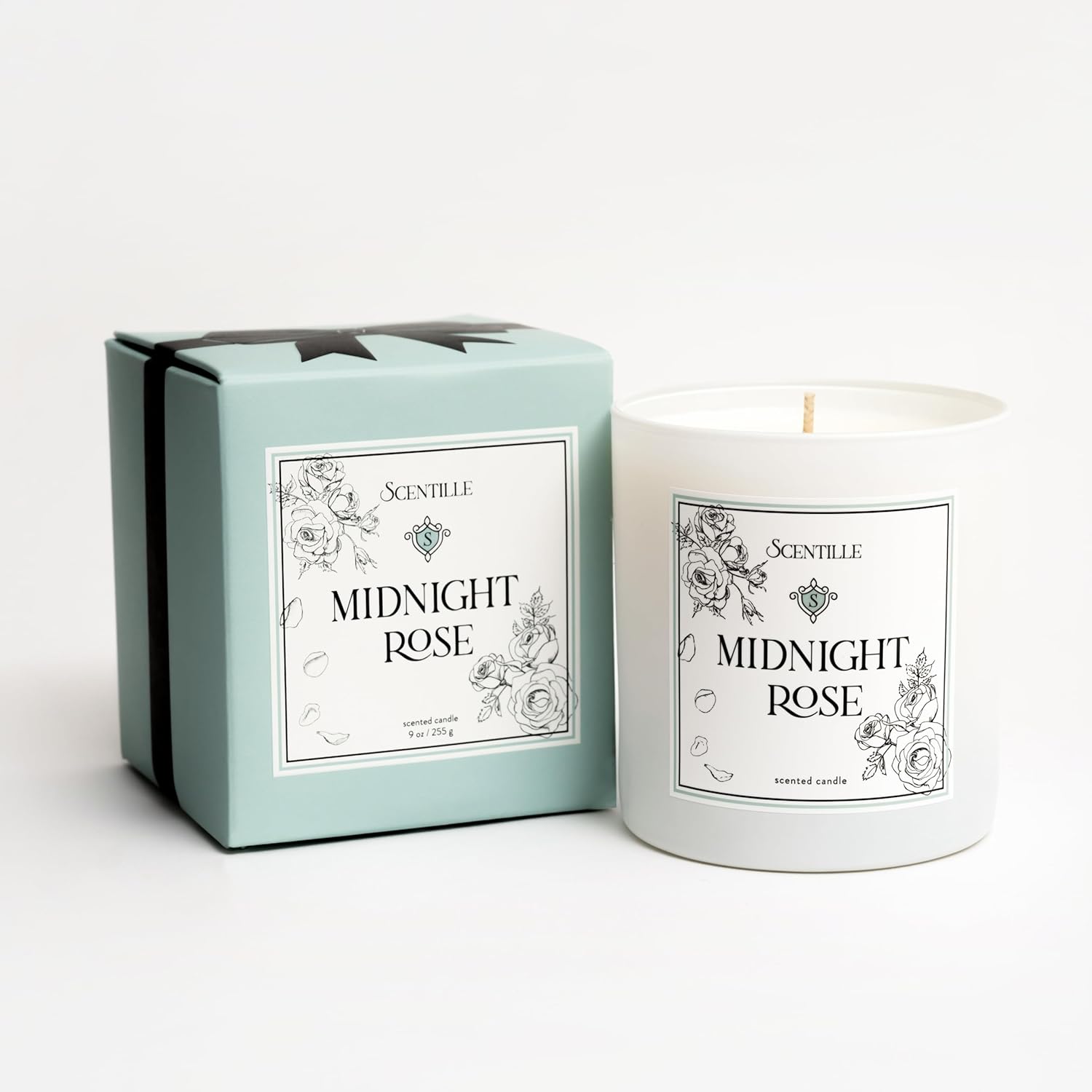 Midnight Rose - Woody Floral Luxury Scented Candle, Vegan, Soy Coconut Wax, 9 Oz - Up To 50-Hour Burn Time