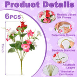6 Pack Artificial Flowers For Outdoors Uv Protected Silk Flowers For Outside, Faux Hibiscus Tropical Flowers Artificial Faux Plants For Outside Planter Front Porch Garden Patio Yard Home Decor
