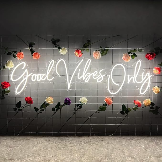 Good Vibes Only Neon Sign Large LED Wall Light Warm White Decor for Bedroom Bar Game Room Café