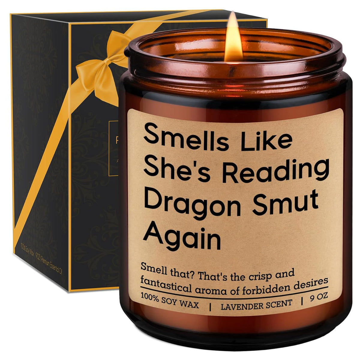 Romantasy Book Candle, Fantasy Reader Gifts For Women - Reading, Bookish, Dragon Gifts For Girls - Funny Valentines Day, Birthday Present For Fantasy Book Lover, Dragon Lover, Bookworm, Librarian
