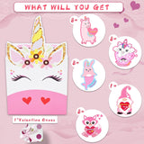 Valentine Boxes 33 Pieces Unicorn Valentines Day Cards And Valentine Mailbox For Classroom Exchange Party Supplies (1 Unicorn Mailbox, 32 Valentine Cards, 1 Teacher Card) (Style B)