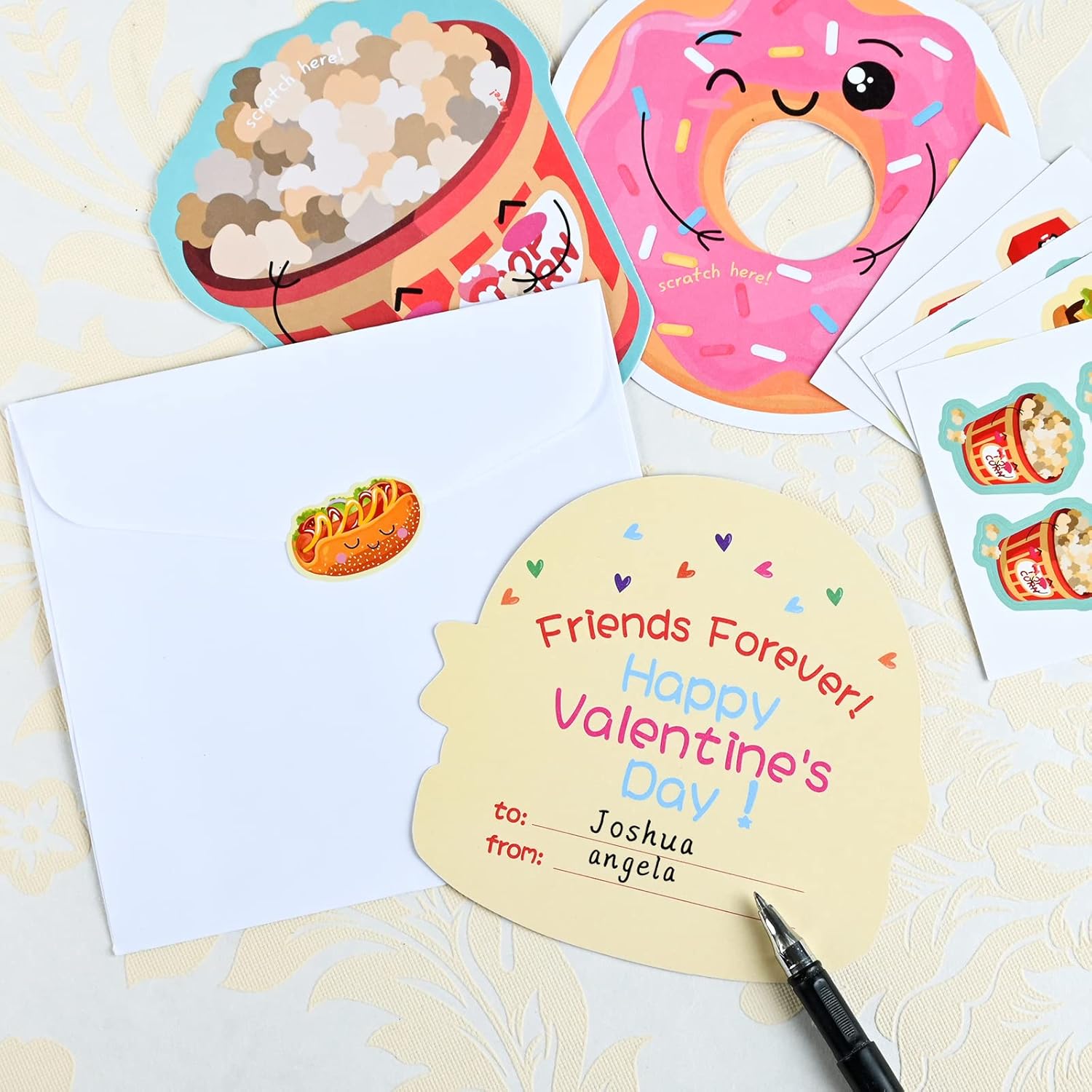 Valentine’S Day Cards For Kids, 40 Scratch & Sniff Cards With Stickers And Envelopes, 10 Fun Designs And Scents, Classroom Exchange Valentines For School Parties