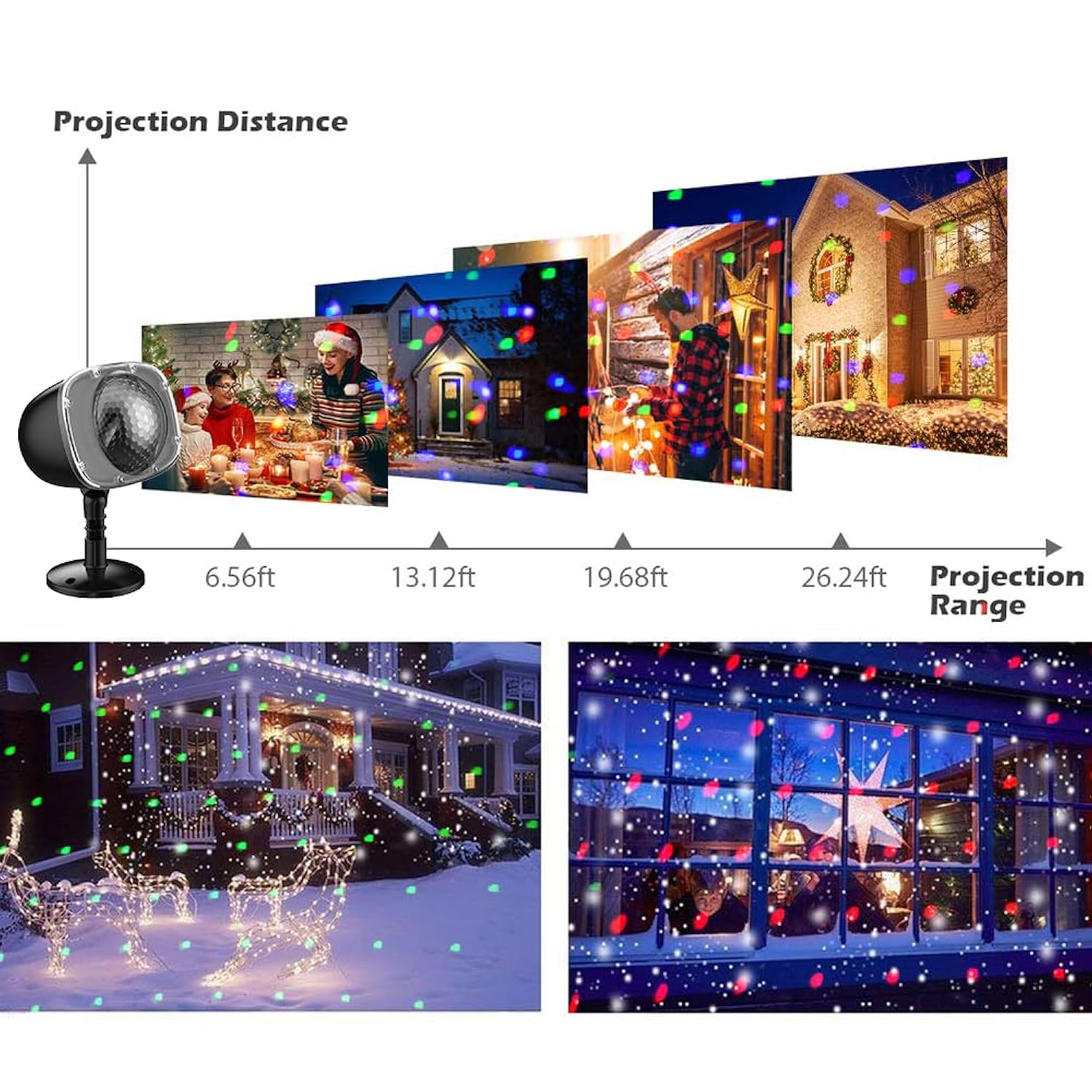 Christmas Snowfall Projector Lights, Led Light Projector,Outdoor Holiday Lights With Clear Rotating Snow Falling Lamp For Halloween Xmas Party Garden Landscape Decoration