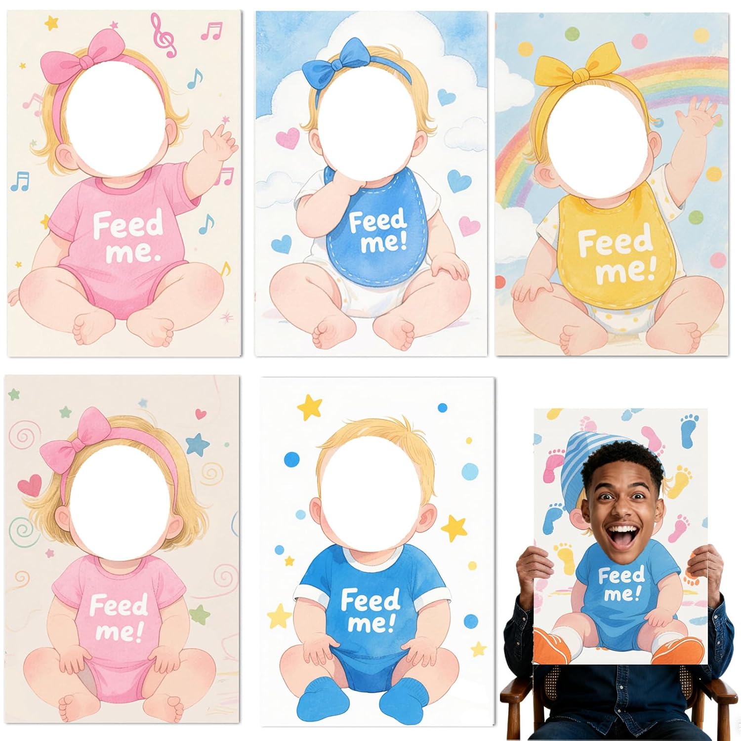 6 Set Blindfolded Baby Shower Games Feed Me Baby Shower Games Feed The Baby Blindfolded Games Blindfolded Baby Food Feeding Games Gender Reveal Games For Baby Shower Party Supplies