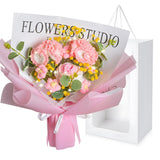 Handmade Crochet Carnation Rose Daisy As A Gift For Mother'S Day, Lover, Friends. Crochet Flowers Bouquet, Knitted Flowers With Led Lights, Artificial Flower Finished Bouquet