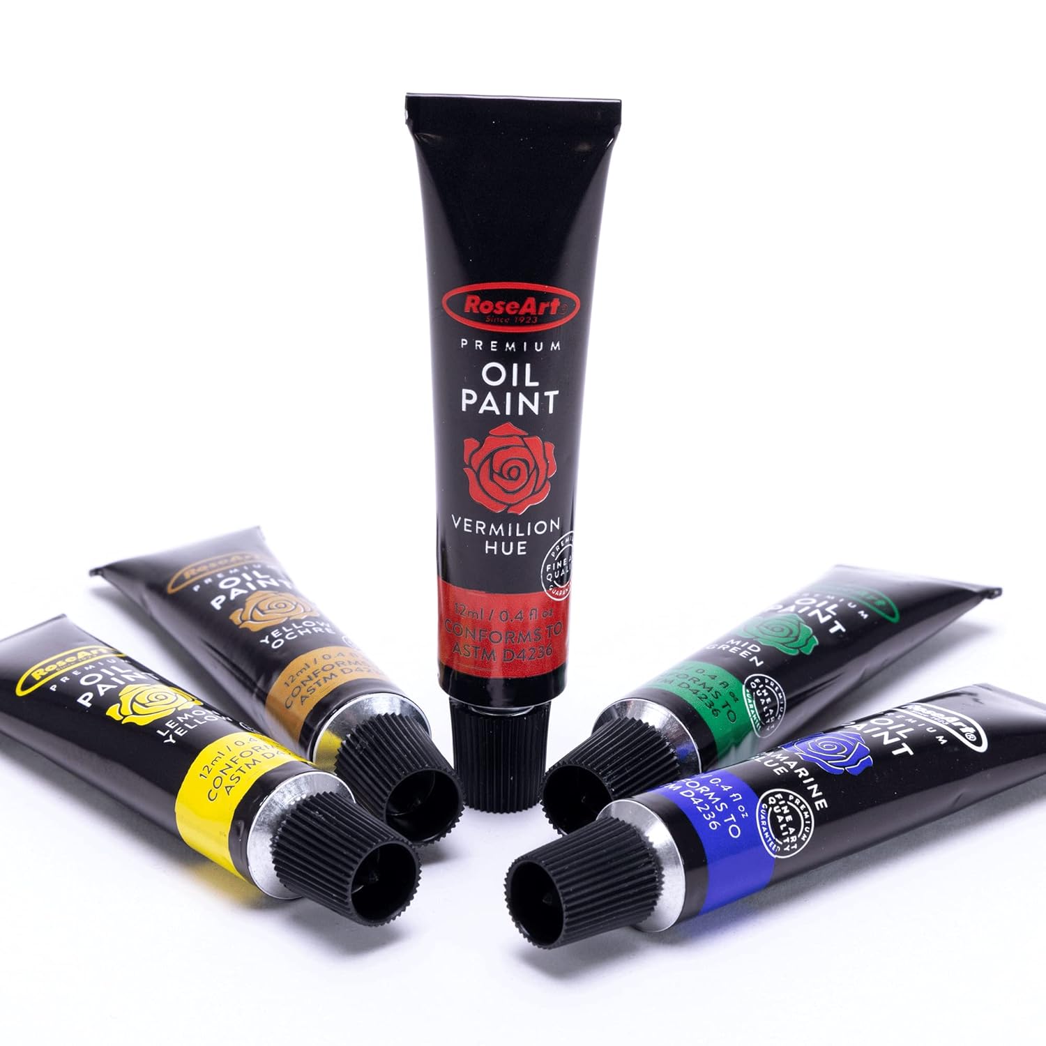 RoseArt Premium Oil Paint - Set 12 Colors, Maximum Strength Pigmented Oil Paints for Professionals, Students,