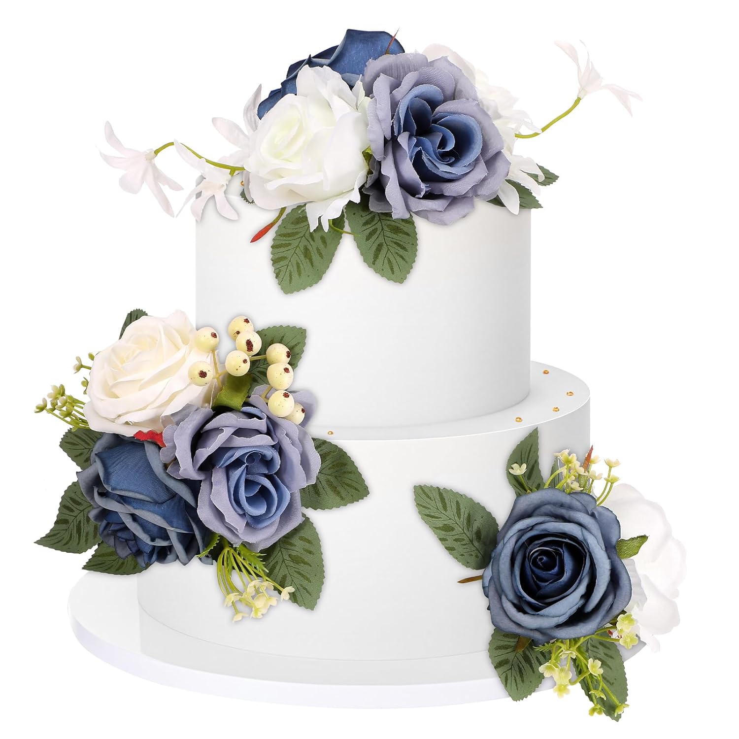 Wedding Cake Topper Flowers 3 Piece, Pre-Made Flower Cake Decorations Cake Topper Artificial Rose Flowers For Wedding Cake Decor Baby Shower Birthday Party