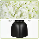 Hydrangea Artificial Flowers White Silk Hydrangea Flowers In Deep Black Ceramic Vase Spring Flowers Arrangments Potted Fake Flowers For Home Decor Indoor Farmhouse Table Wedding Centrepiece