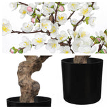 Faux Cherry Blossom Decor White Silk Flowers Arrangement 17.3" Small Cherry Blossom Flowers Tree Realistic Artificial Flowers With Vase Pot Fake Flowers For Home Office Table Centerpiece Wedding Decor