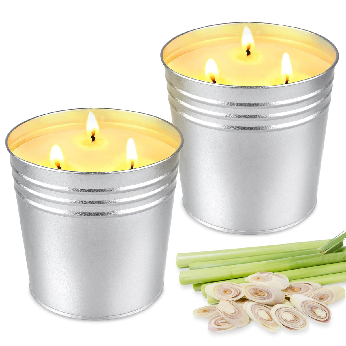 Citronella Candles Outdoor Indoor, 30Oz Large Citronella Candles For Patio, 3-Wicks Summer Candle For Outside Garden Camping, 200 Hour Long-Lasting Burn Time,Soy Bucket Candle Set