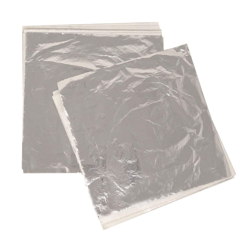 100 Sheets Imitation Silver Leaf Paper Metal Foil Paper For Arts, Gilding Craf