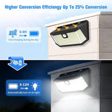 2 Pack 182 LED Solar Motion Sensor Lights 2500LM IP65 Waterproof Outdoor Security Lights