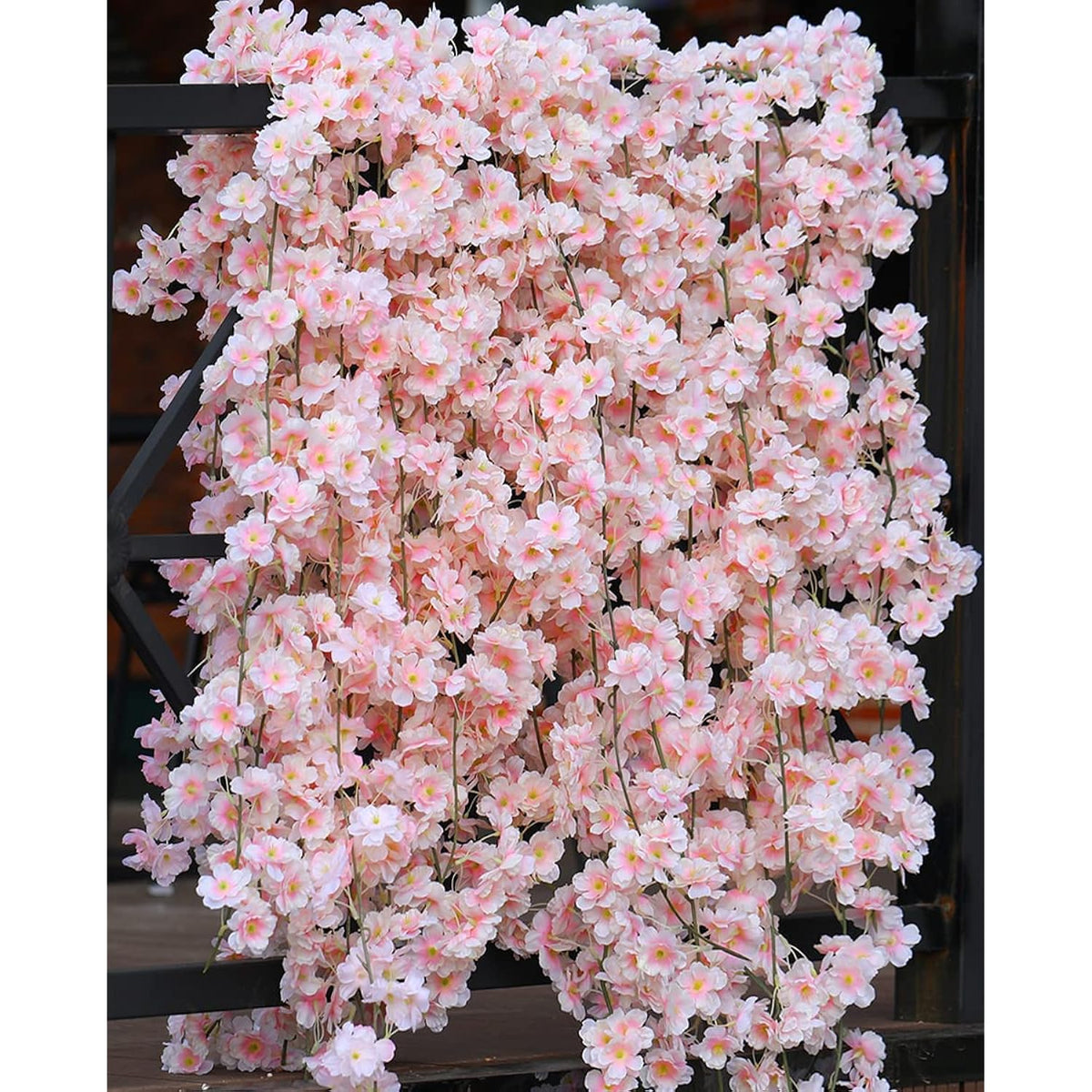 8Pcs 47.2Ft Artificial Cherry Blossom Flower Garland Hanging Vines For Spring Home Room Wedding Party Kawaii Decor (Pink-8Pcs)